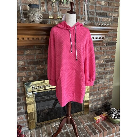 PrettyGarden Tops - pretty garden Pink Long Hoodie Waffle Material Size Medium NWT